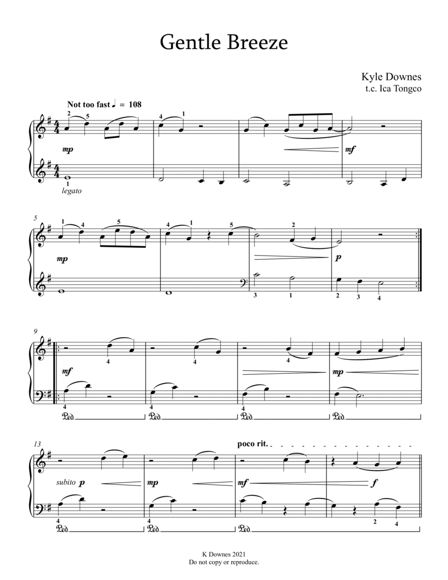 Gentle Breeze Piano Solo scores gallery preview page 1