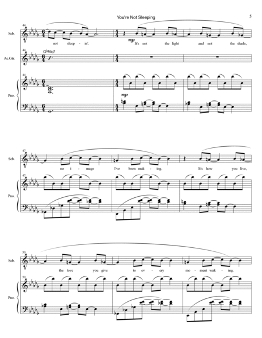 You're Not Sleeping Piano, Vocal, Guitar scores gallery preview page 5