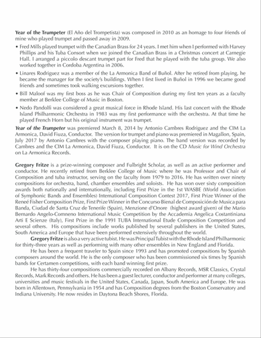 The Year of the Trumpeter (piano reduction) Trumpet Solo scores gallery preview page 4