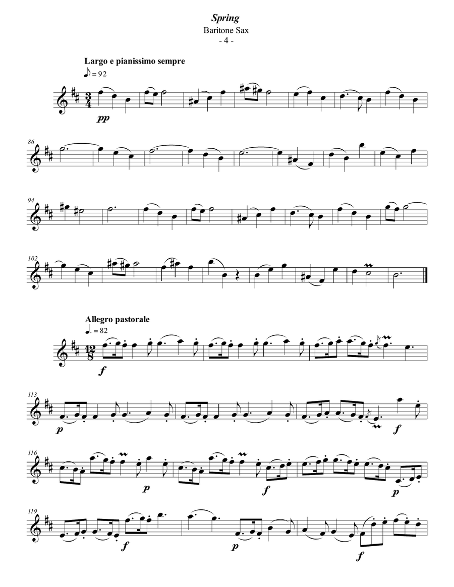 Vivaldi - The Four Seasons: Spring for Solo Baritone Sax Baritone Saxophone scores gallery preview page 4