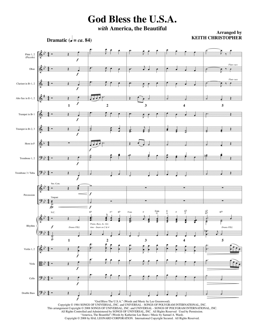 God Bless The U.S.A (with America, The Beautiful) - Choir scores gallery preview page 1
