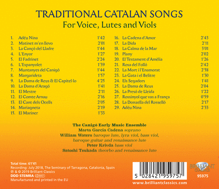 Traditional Catalan Songs for Voice, Lutes, & Viols