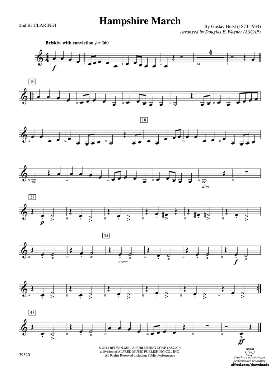Hampshire March: 2nd B-flat Clarinet
