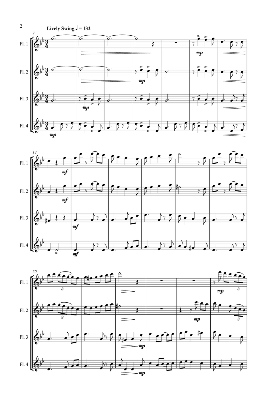Jazz Carols Collection for Flute Quartet - Set Seven Flute Quartet scores gallery preview page 3