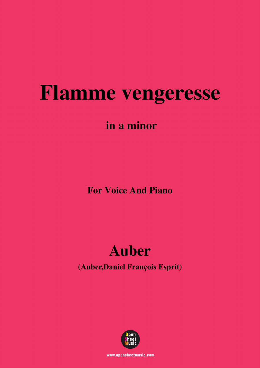 Auber-Flamme Vengeresse,from'Le Domino Noir',in a minor,for Voice and Piano Piano, Vocal scores gallery preview page 1