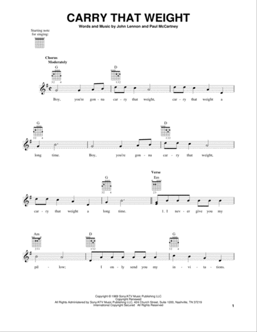 Carry That Weight Carry That Weight Acoustic Guitar scores gallery preview page 1