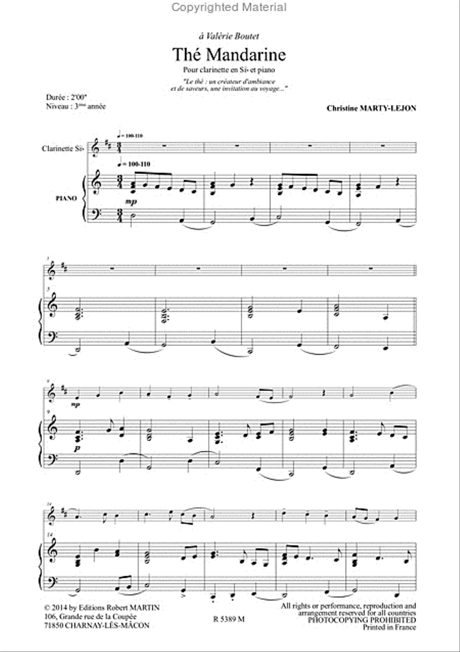 The mandarine, pour clarinette Clarinet Solo scores gallery preview page 2