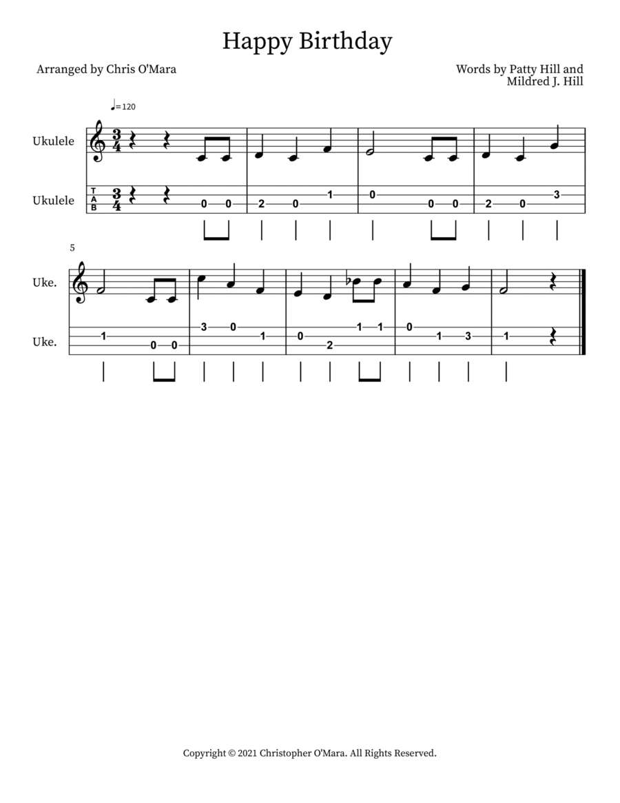 Happy Birthday Guitar scores gallery preview page 1