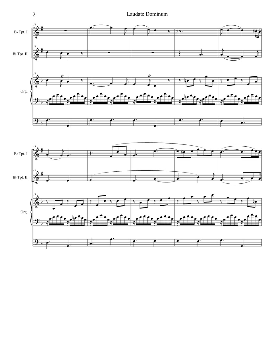 Laudate Dominum (Duet for Bb-Trumpet - Organ Accompaniment) Trumpet Duet scores gallery preview page 3