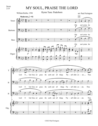 "My Soul, Praise the Lord" for T-Bar-Bass Men's Choir and Organ