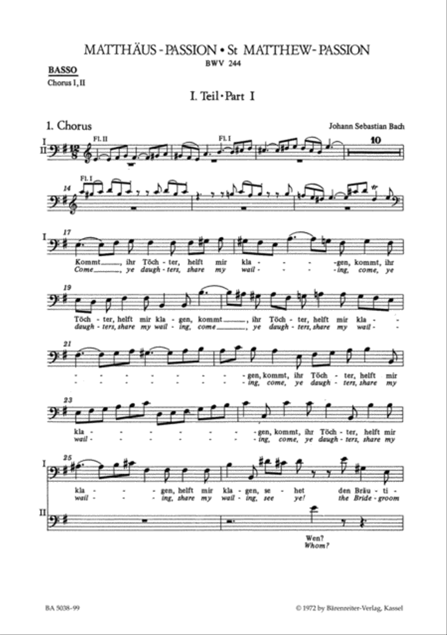 Matthaus-Passion BWV 244 Choir scores gallery preview page 1