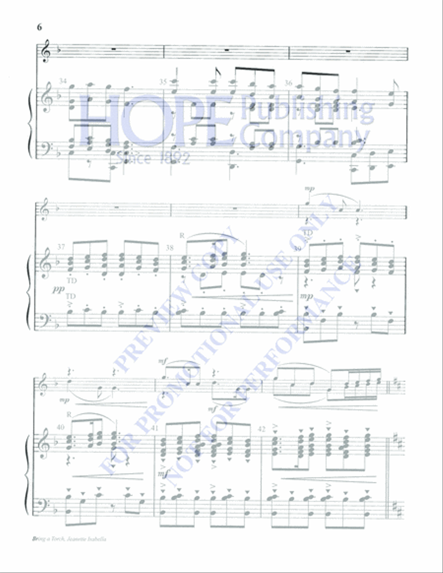 Bring a Torch, Jeanette Isabella 5-Octaves scores gallery preview page 6
