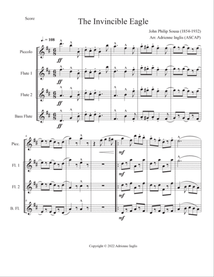 The Invincible Eagle for flute quartet Flute Quartet scores gallery preview page 2