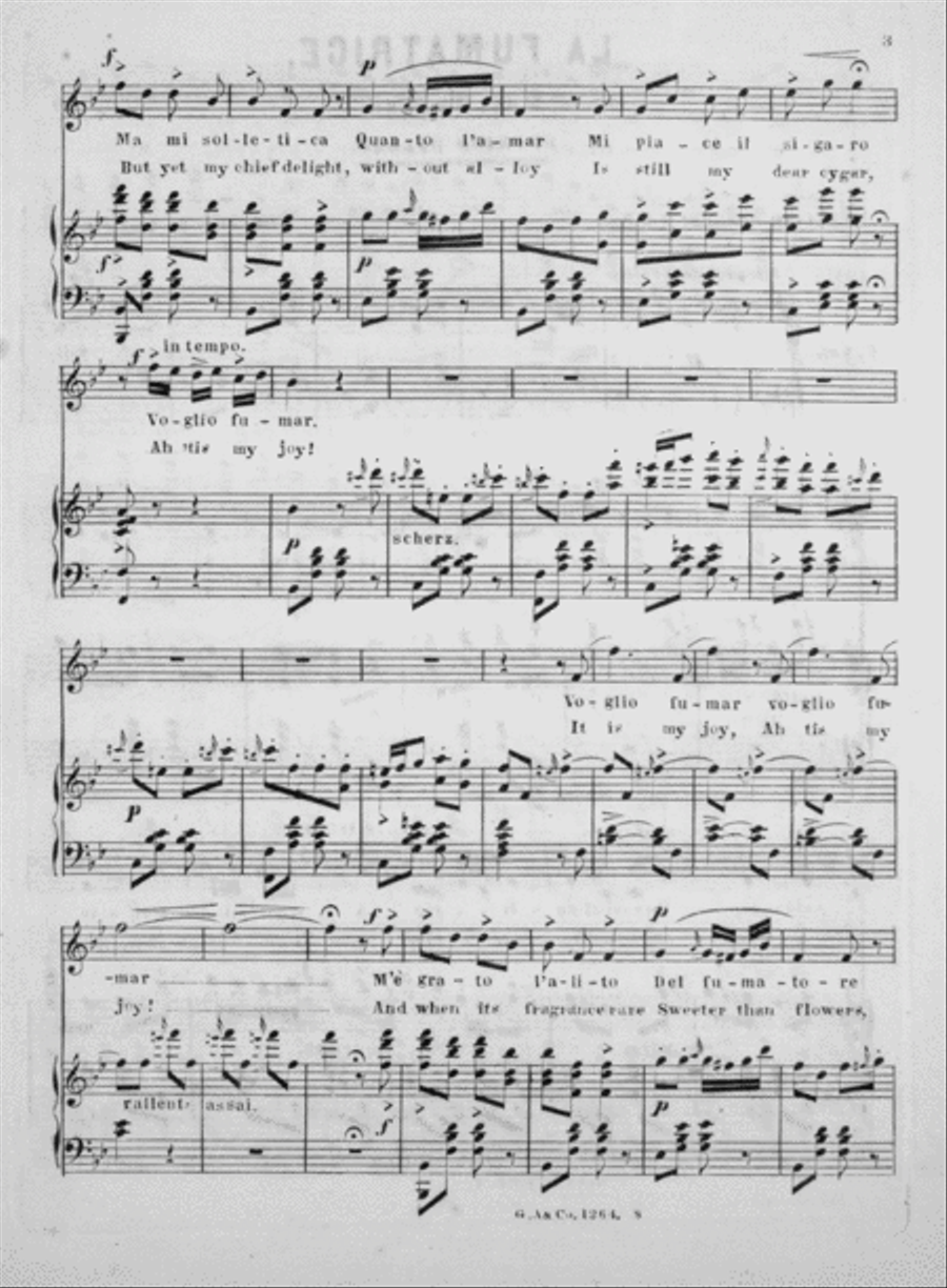 La Fumatrice. The Smoker. Polka for the Voice. Spanish Ballad Voice scores gallery preview page 3