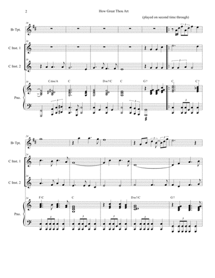 How Great Thou Art (Duet for C-Instruments - Piano Accompaniment) image number null