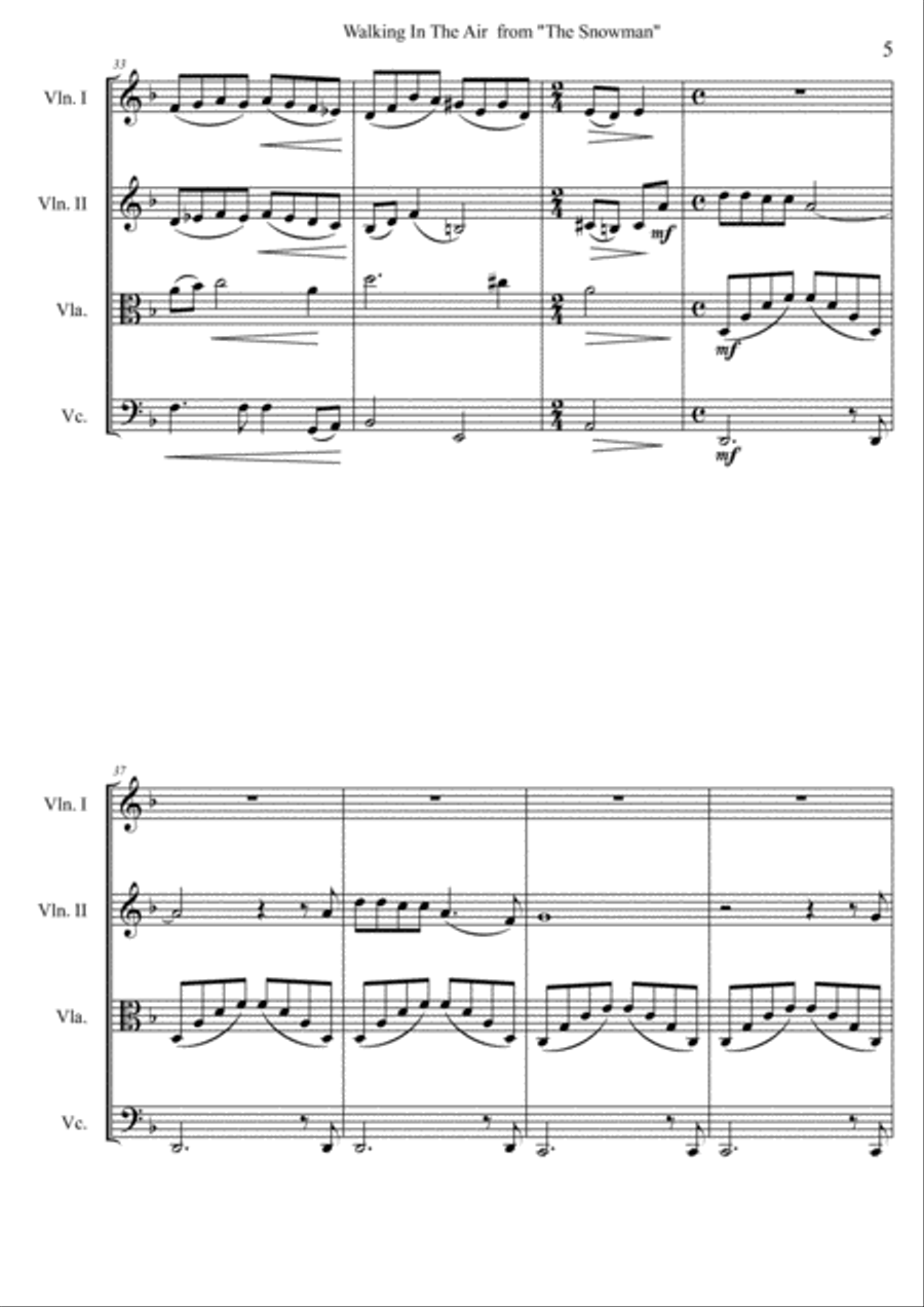 Walking In The Air Walking In The Air String Quartet scores gallery preview page 5
