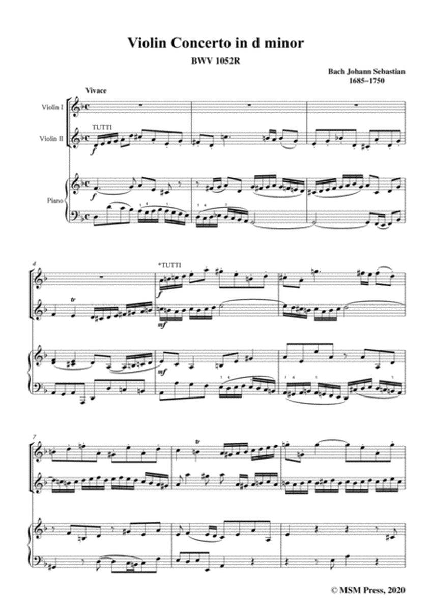 Bach,J.S.-Violin Concerto,in d minor,BWV 1052R,for 2 Violins and Piano image number null
