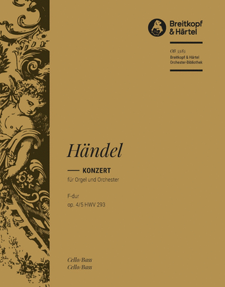 Book cover for Organ Concerto (No. 5) in F major Op. 4/5 HWV 293
