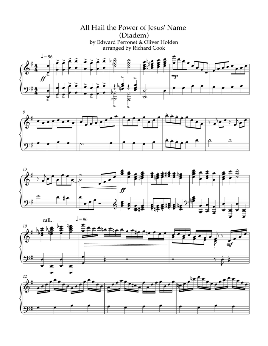 All Hail the Power of Jesus' Name (Diadem) Piano Solo scores gallery preview page 1