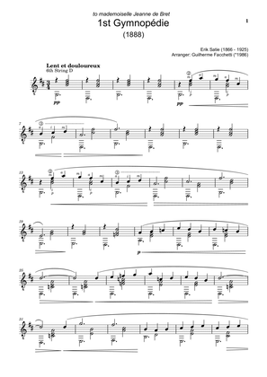 Book cover for Erik Satie - 1st Gymnopédie. Arrangement for Classical Guitar