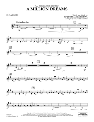 Book cover for A Million Dreams (from The Greatest Showman) (arr. Michael Brown) - Bb Clarinet 3