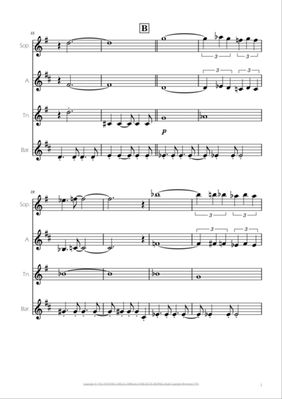 The Girl From Ipanema (garôta De Ipanema) Saxophone Quartet scores gallery preview page 3