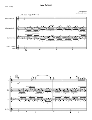 Ave Maria (Franz Schubert) for Clarinet Quartet