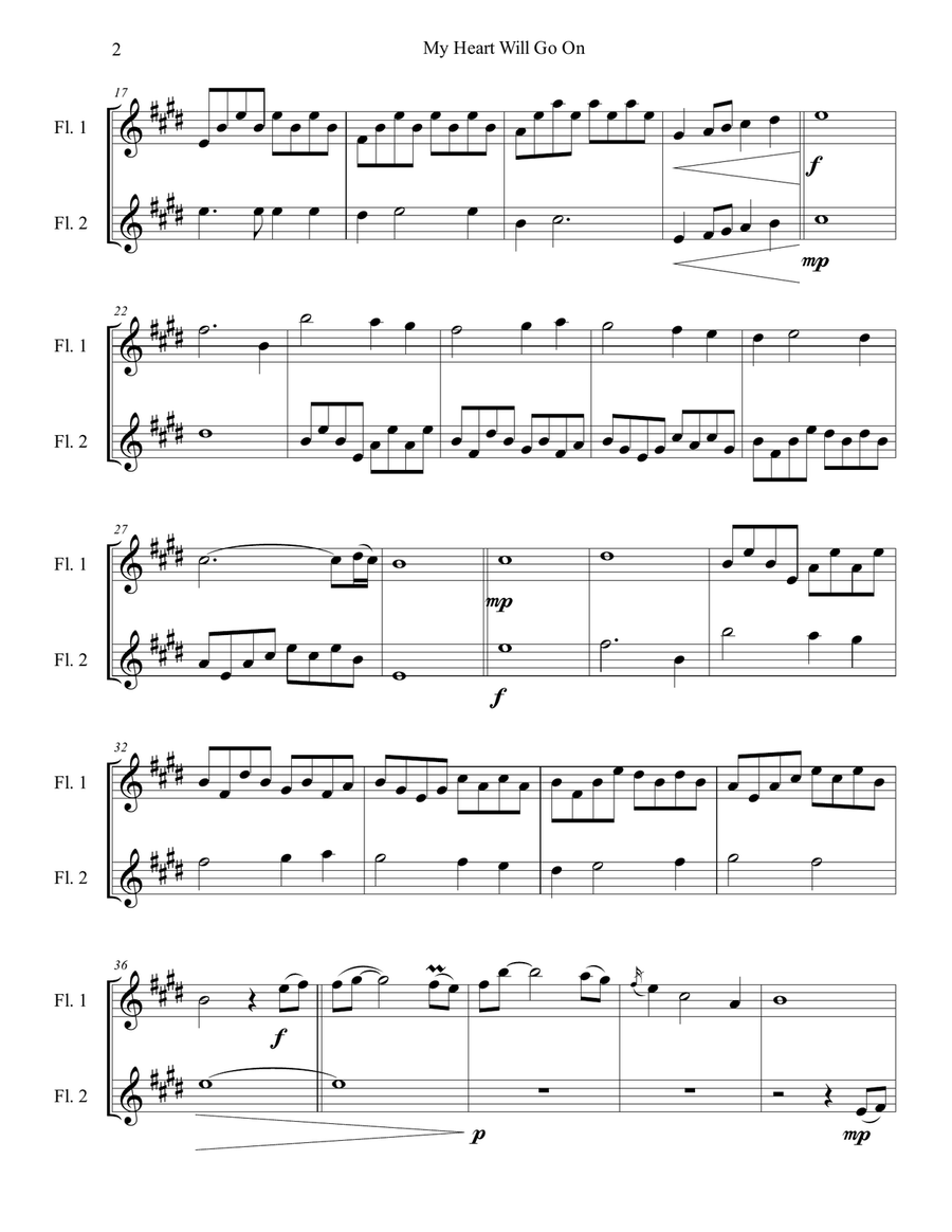 My Heart Will Go On (love Theme From 'titanic') Flute Duet scores gallery preview page 2