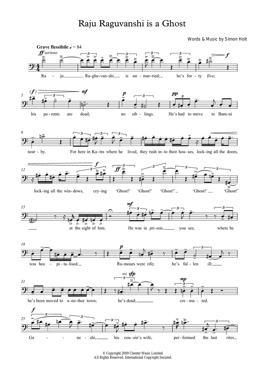 Raju Raguvanshi is a Ghost (for baritone voice) Piano, Vocal scores gallery preview page 1