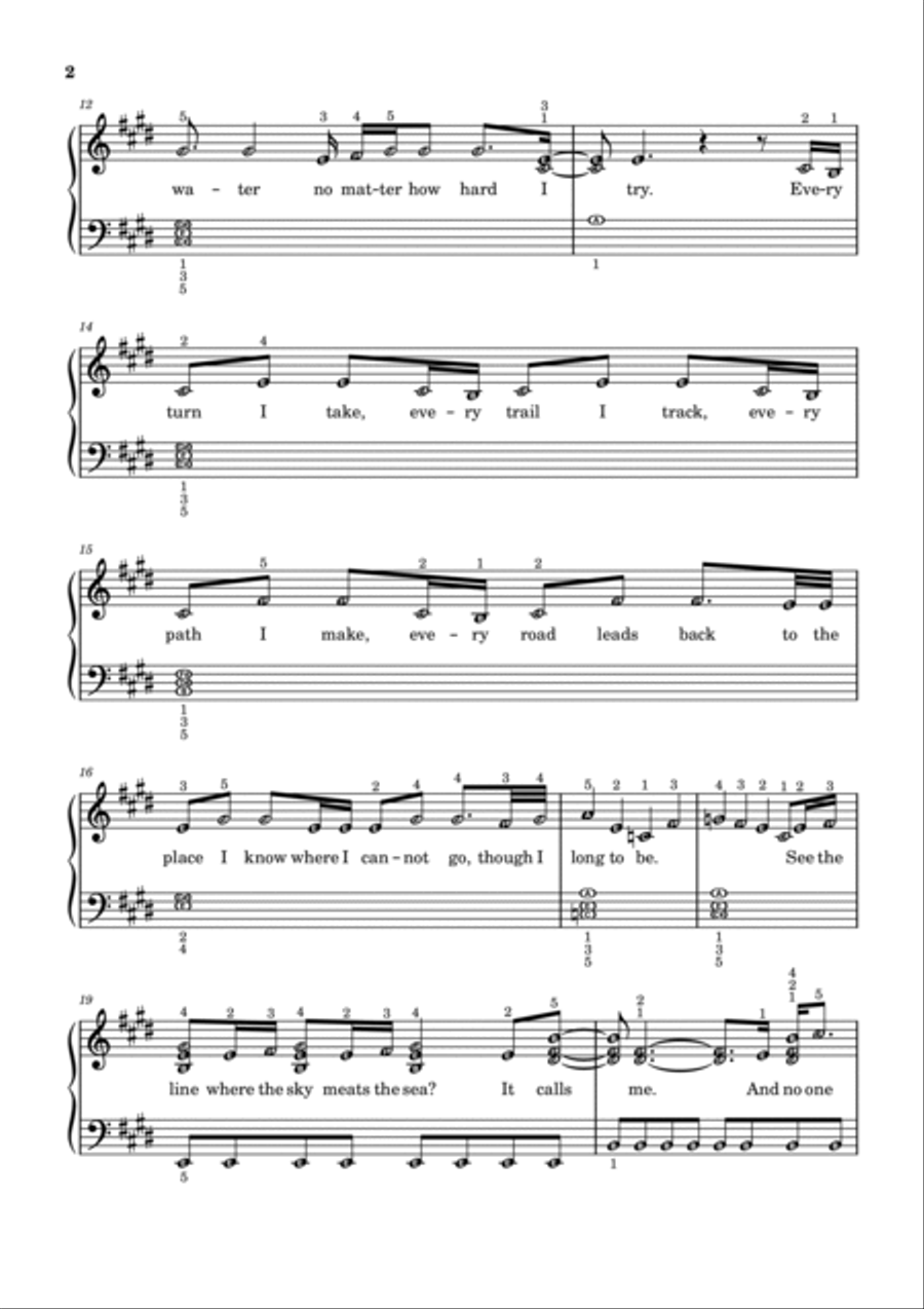 How Far I'll Go Easy Piano scores gallery preview page 2