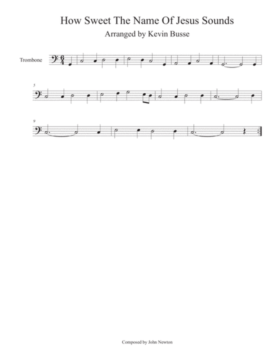 How Sweet The Name Of Jesus Sounds (Easy key of C) - Trombone image number null