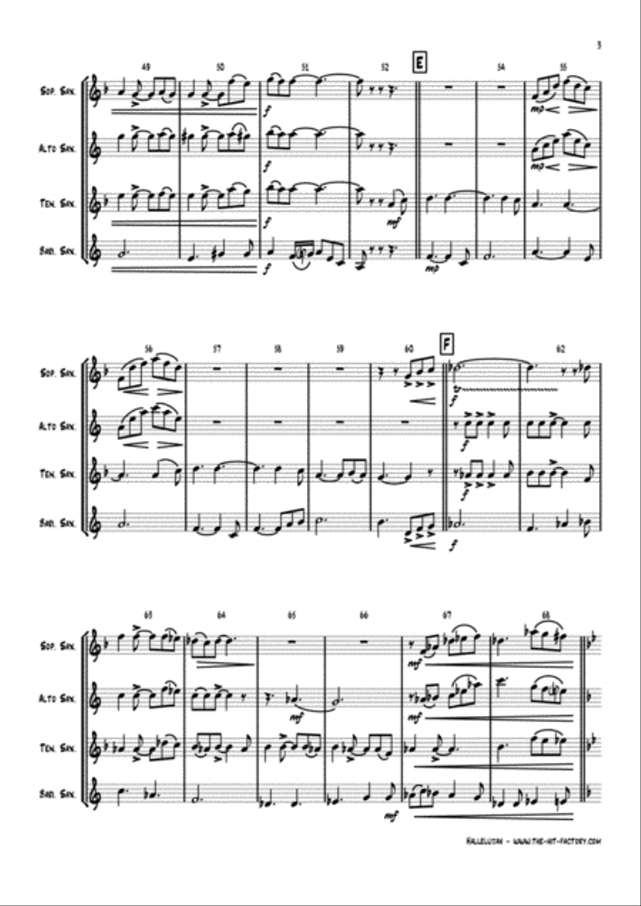 Hallelujah Woodwind Quartet scores gallery preview page 3