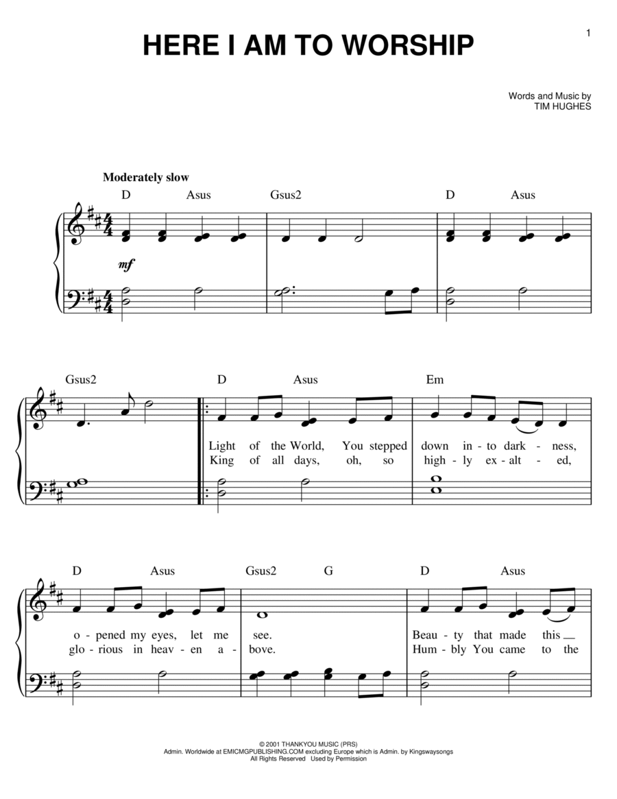Easy worship piano online