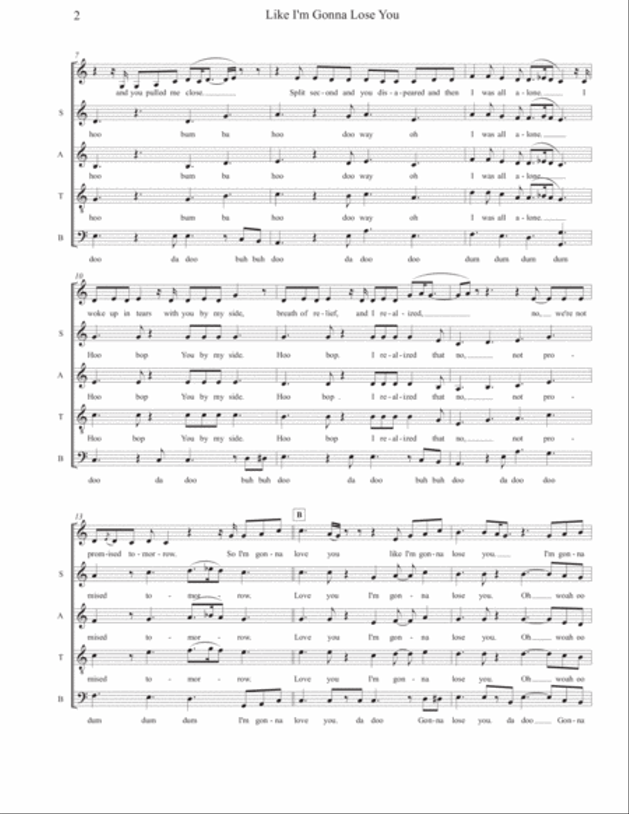 Like I'm Gonna Lose You 4-Part scores gallery preview page 2