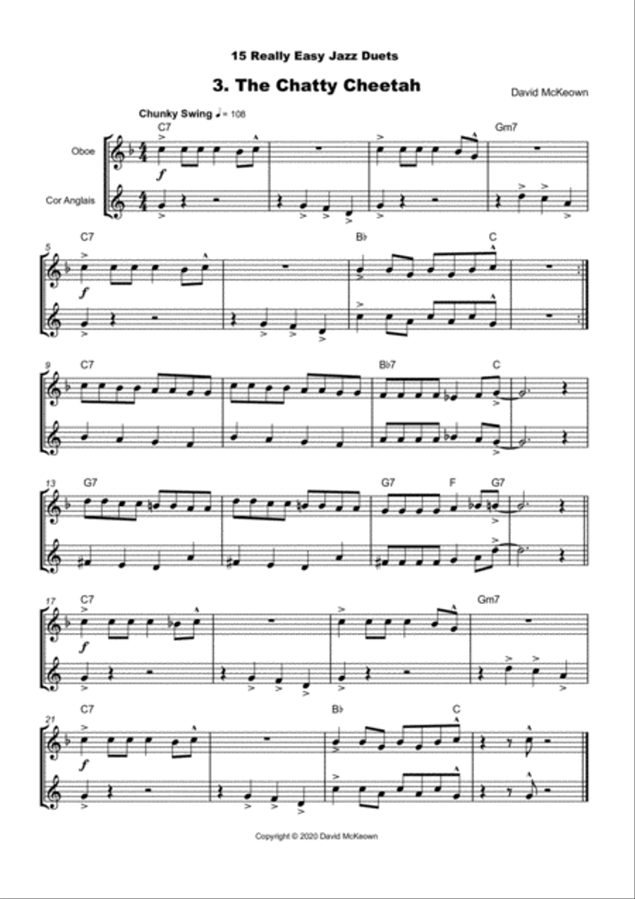 15 Really Easy Jazz Duets for Oboe and Cor Anglais (or English Horn) Duet Woodwind Duet scores gallery preview page 4