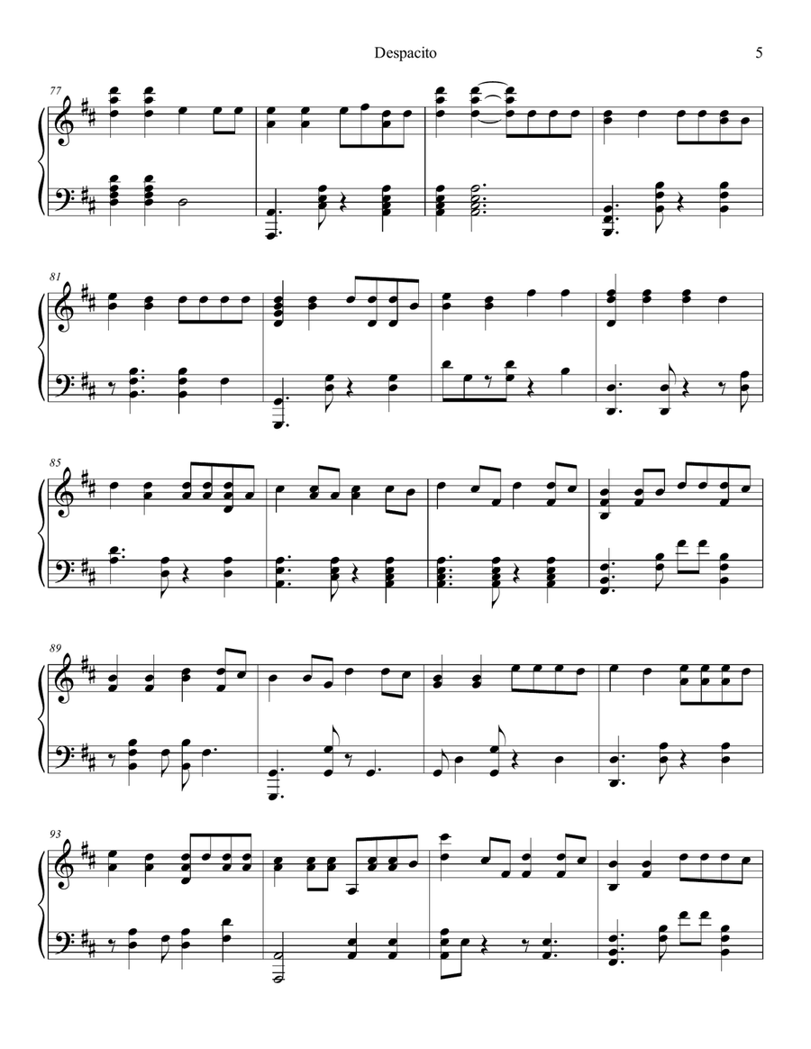 Despacito Piano Solo scores gallery preview page 5