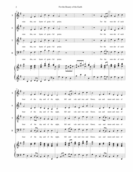 For the Beauty of the Earth - SATB choir with piano accompaniment image number null