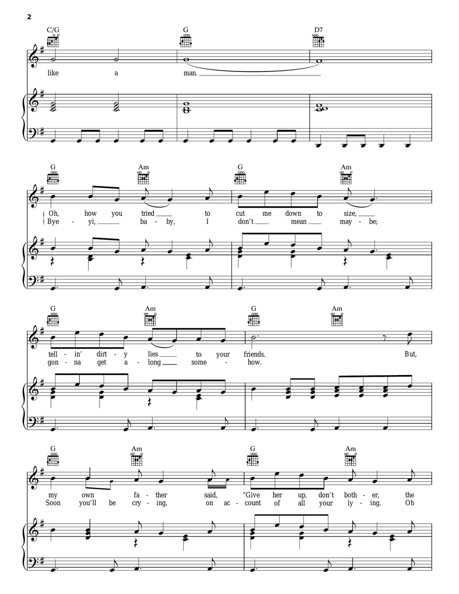 Walk Like A Man Piano, Vocal, Guitar scores gallery preview page 2