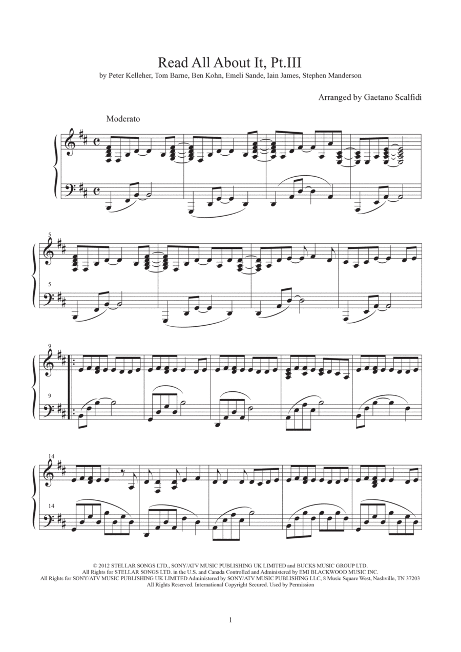 Read All About It, Part Iii Piano Solo scores gallery preview page 1