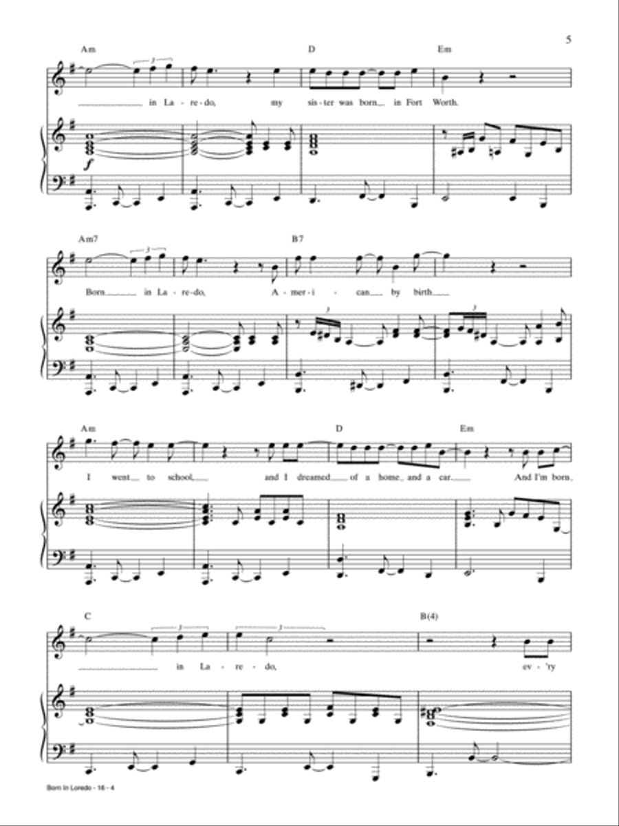 Born in Laredo Born in Laredo Piano, Vocal, Guitar scores gallery preview page 4