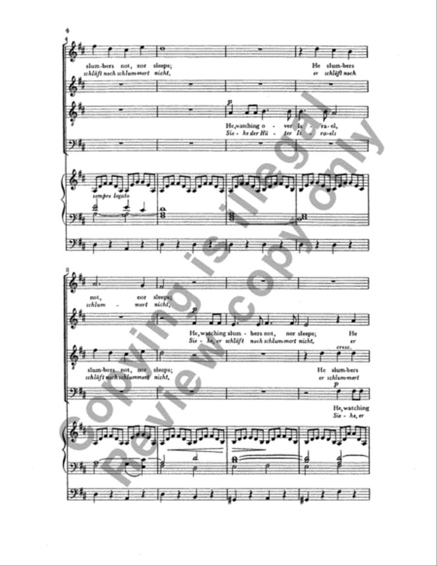 Elijah: He Watching over Israel (Siehe der Hueter Israels) 4-Part scores gallery preview page 3