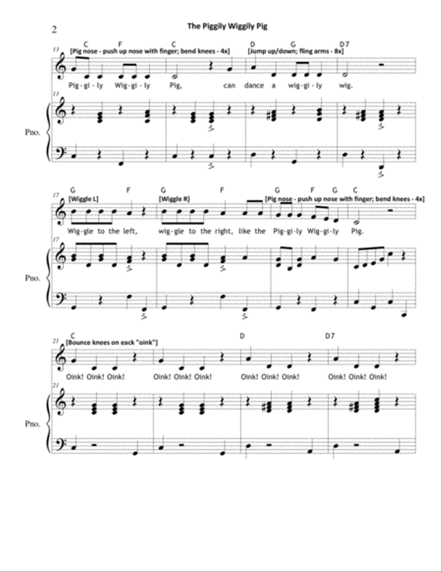 The Piggily Wiggily Pig (Unison) Unison Choir scores gallery preview page 2