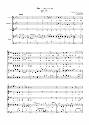 Book cover for Wolfgang Amadeus Mozart - Ave Verum (SSA Version - Score + Choir Part)