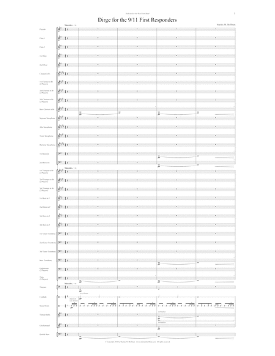 Dirge for the 9/11 First Responders Concert Band scores gallery preview page 3
