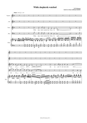 While Shepherds watched - in various melodies - version in C SATB