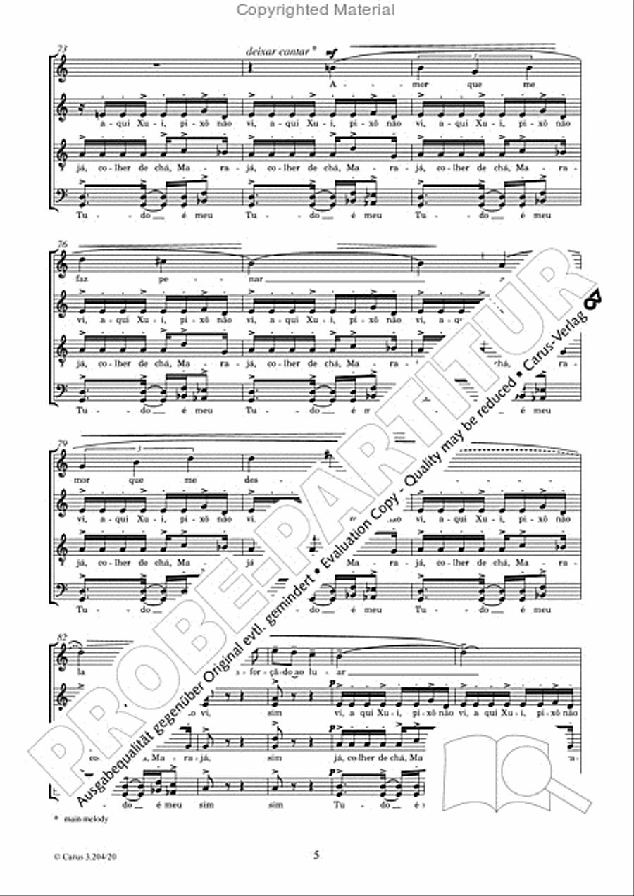 Sabia, coracoa de uma viola 4-Part scores gallery preview page 6
