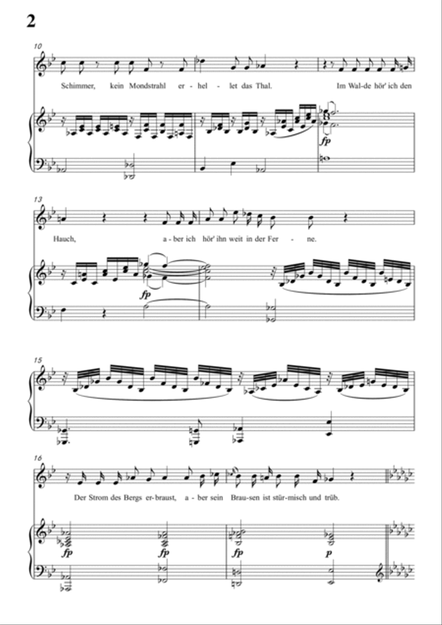 Schubert-Die Nacht in g minor,D.534,for Vocal and Piano Voice scores gallery preview page 3