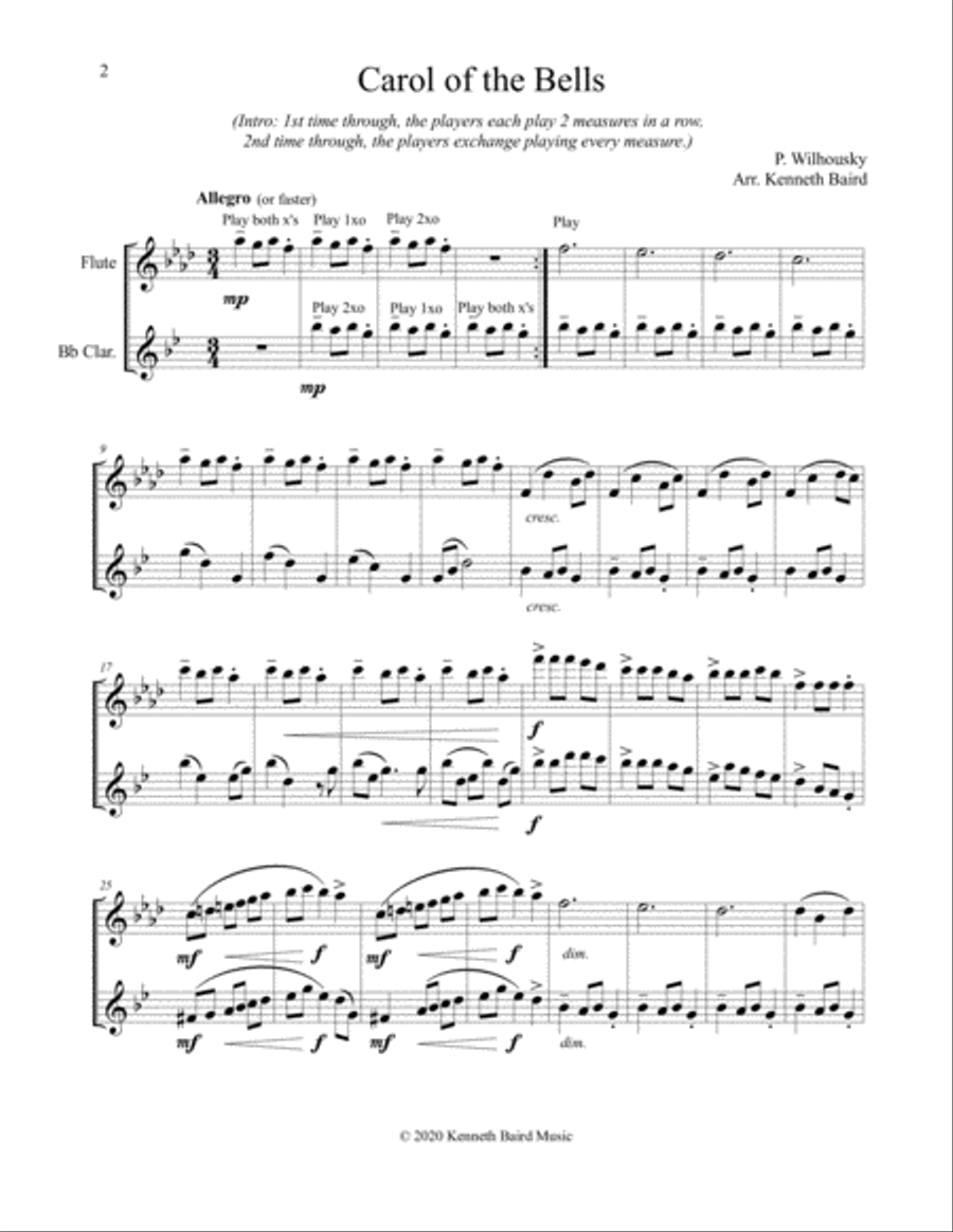 Christmas Duets - Volume 2 - for One Flute and One Clarinet Woodwind Duet scores gallery preview page 2