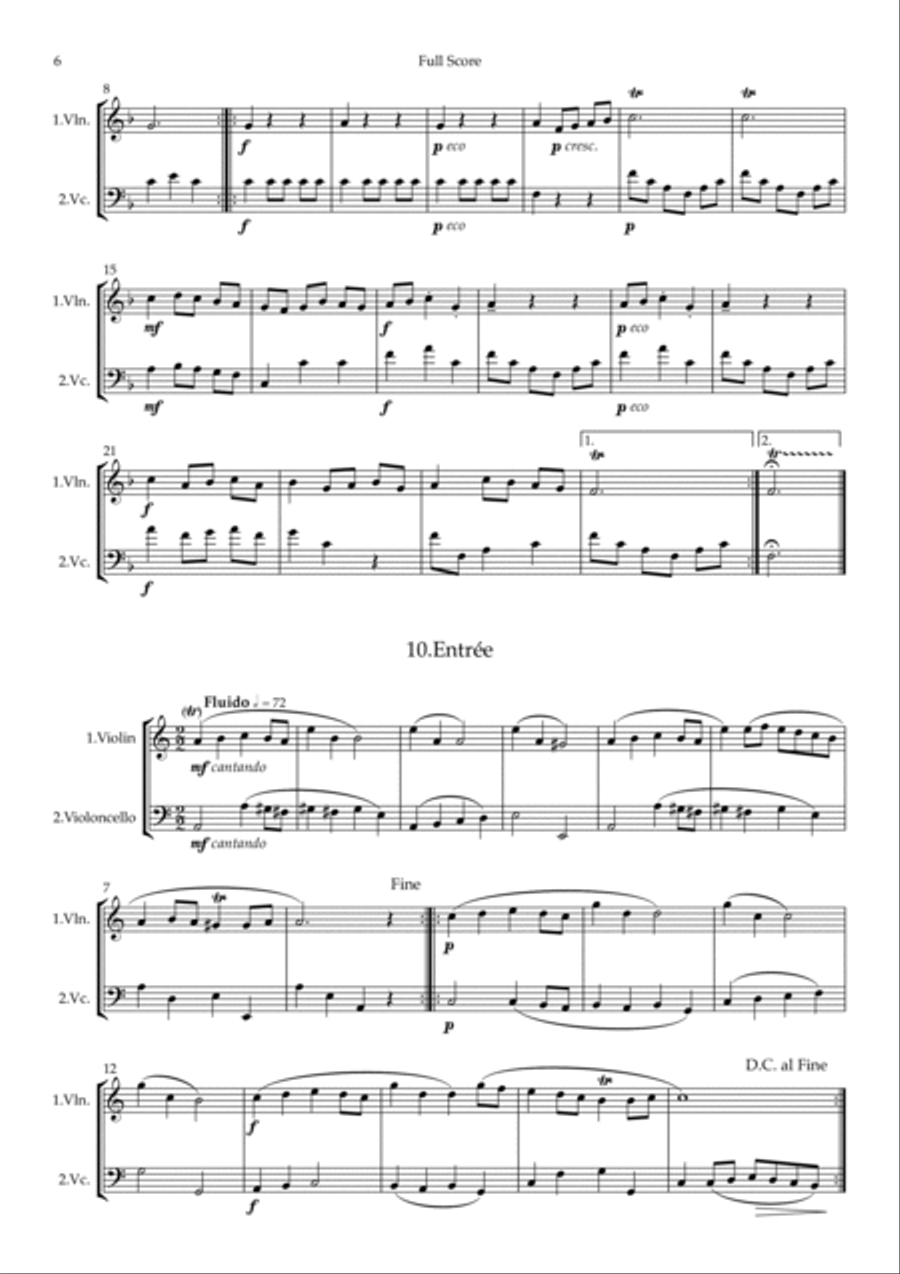 Mozart (Leopold): Notenbuch für Wolfgang (Notebook for Wolfgang) (Part 1, Nos.1 - 16) — string duet String Duet scores gallery preview page 6