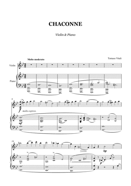 Vitali - Chaconne - Violin and Piano - score and parts